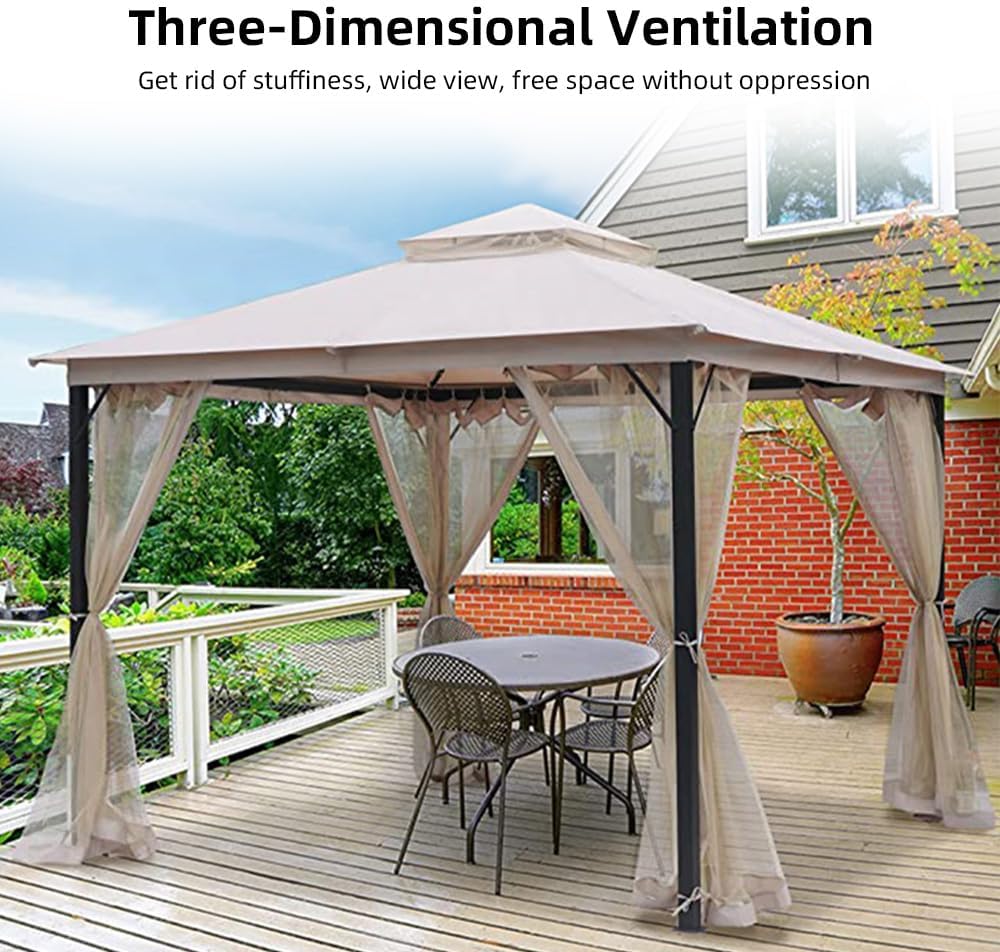 Mosquito Net for Patio Mosquito Net for Patio Canopy, Shade Net for Porch, Deck and Outdoor Living Areas, 4 Panel Patio Privacy Screens with Zipper