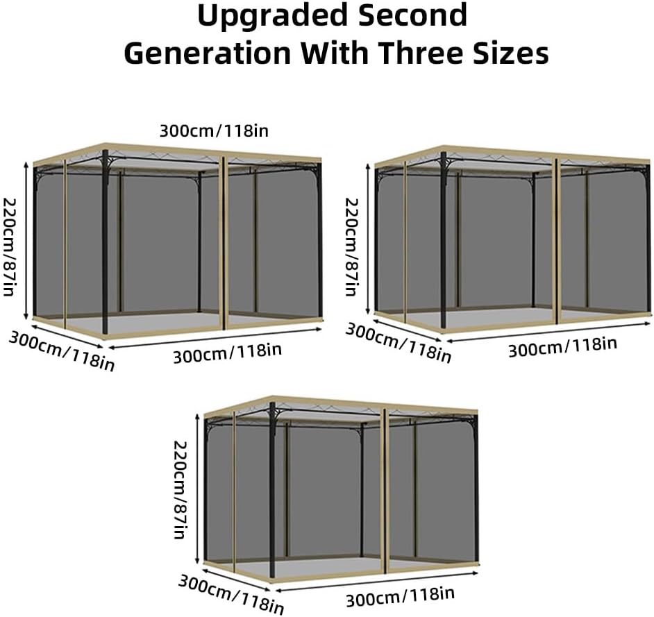 Mosquito Net for Patio Mosquito Net for Patio Canopy, Shade Net for Porch, Deck and Outdoor Living Areas, 4 Panel Patio Privacy Screens with Zipper