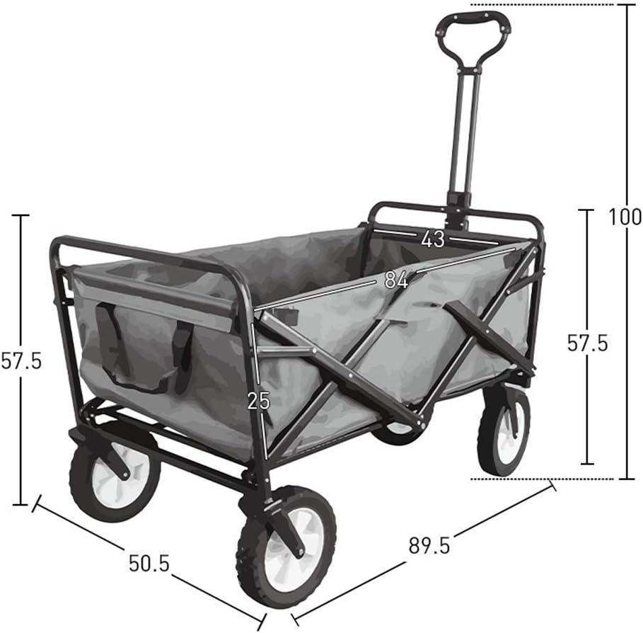 Trolley on Wheels Heavy Duty Folding Garden Cart Ideal for Outdoor Garden Storage Black