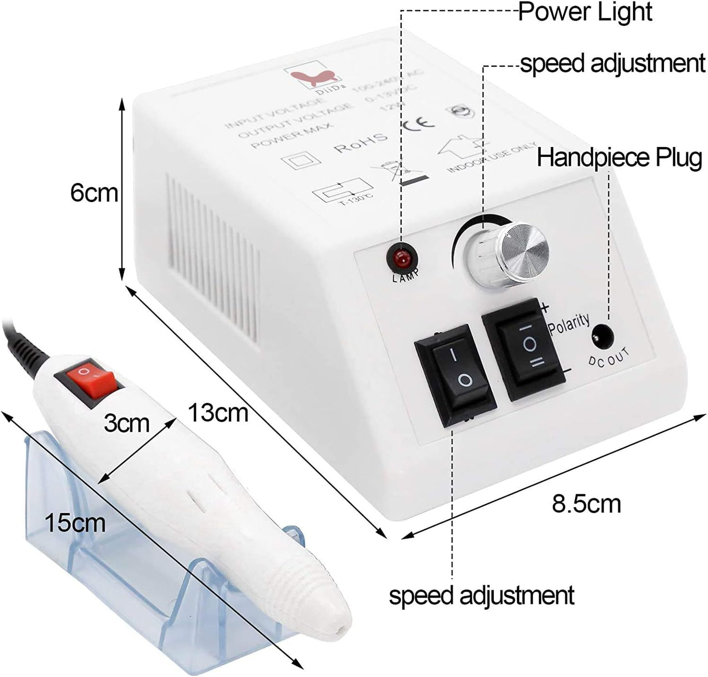 Professional Electric Manicure Drill Set White Acrylic Nail Gel Polish Remover Electric Nail Files Pedicure Kit