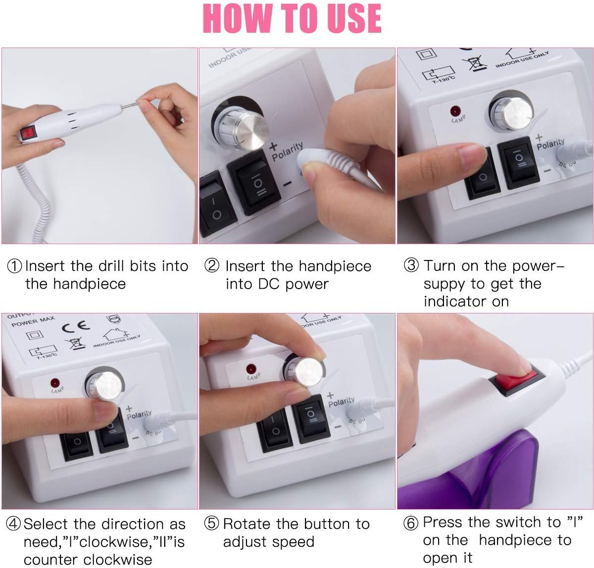 Professional Electric Manicure Drill Set White Acrylic Nail Gel Polish Remover Electric Nail Files Pedicure Kit