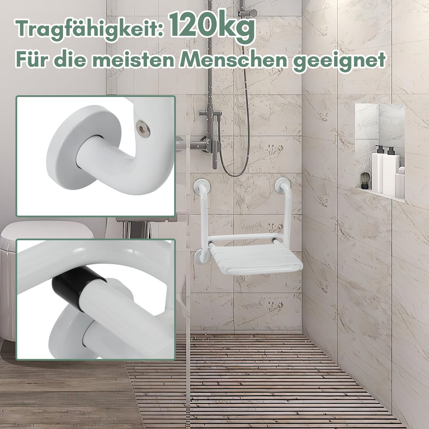 Folding shower seat shower stool wall mounting