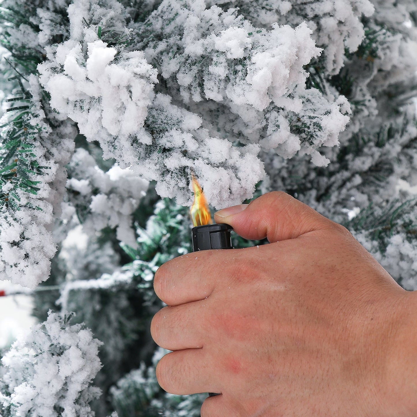 Artificial Christmas tree with snow