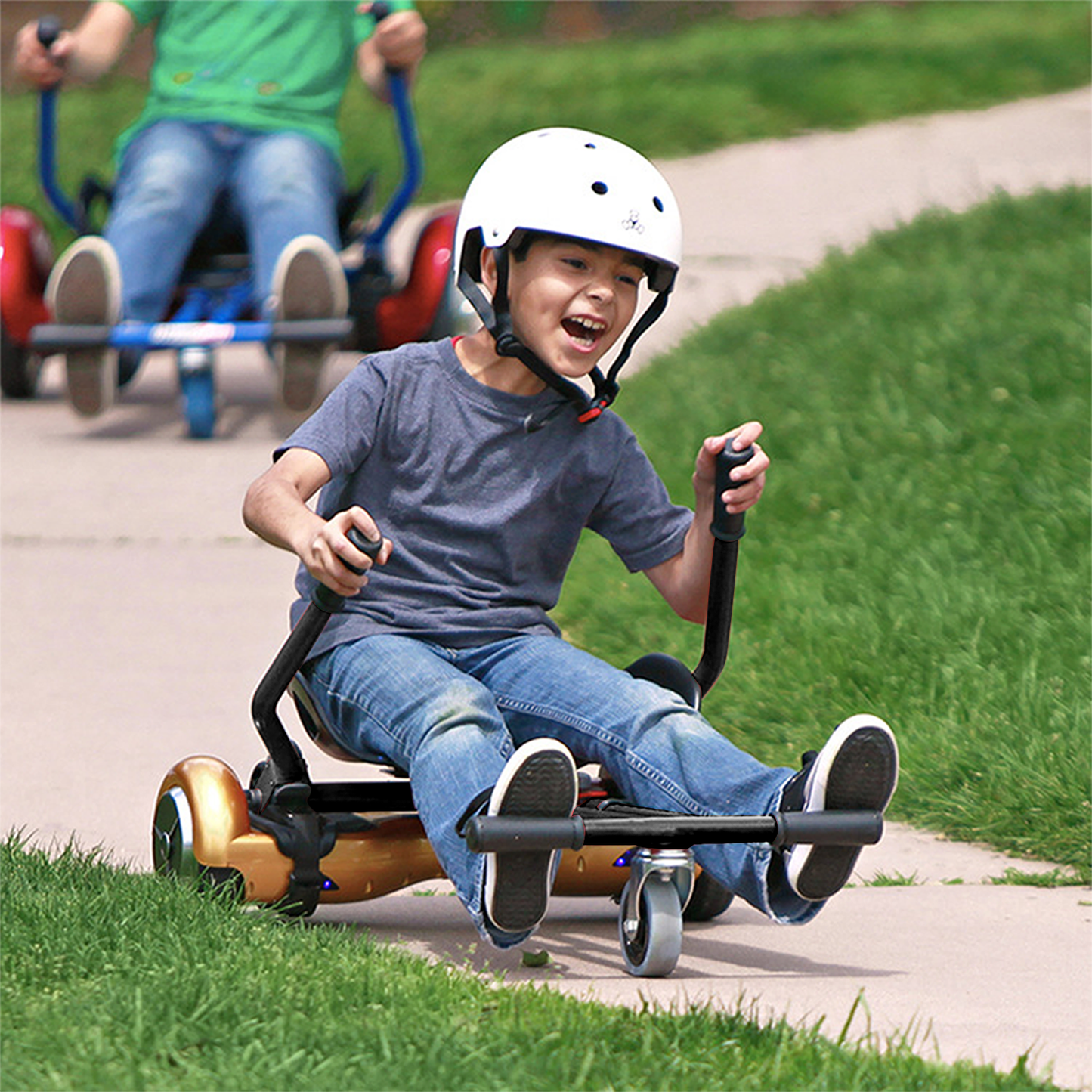 Hoverboard seat kart extension for 2 wheel balancing