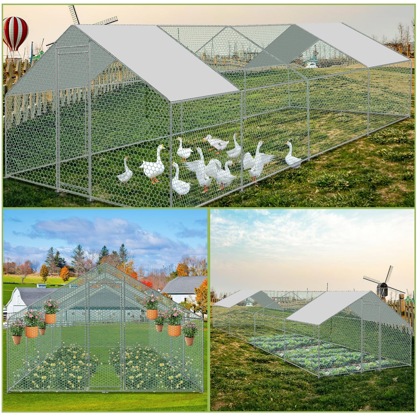Chicken coop with PE color cloth 3x8x2m