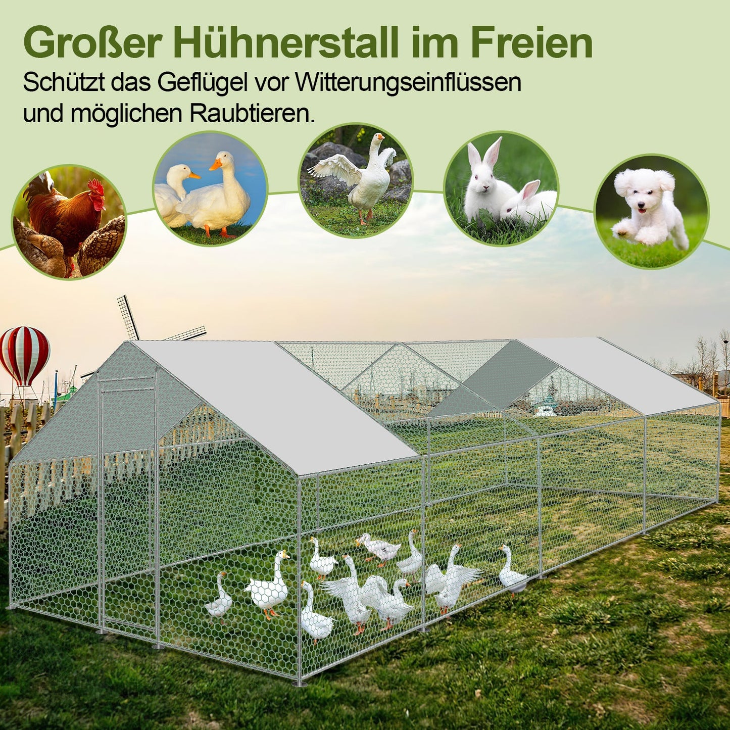 Chicken coop with PE color cloth 3x8x2m