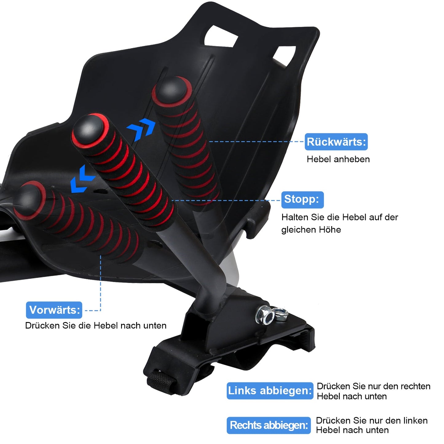 Hoverboard seat kart extension for 2 wheel balancing