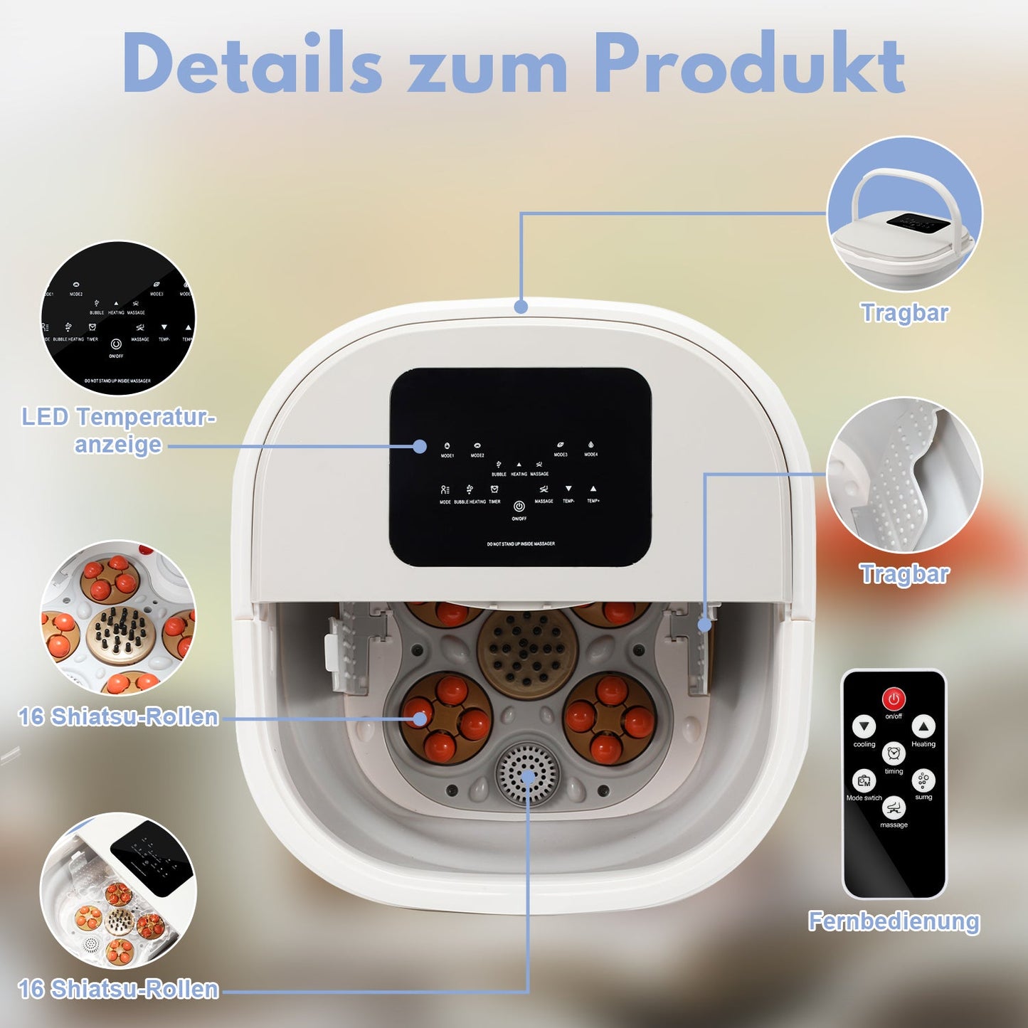 Foot massager electric heat foldable