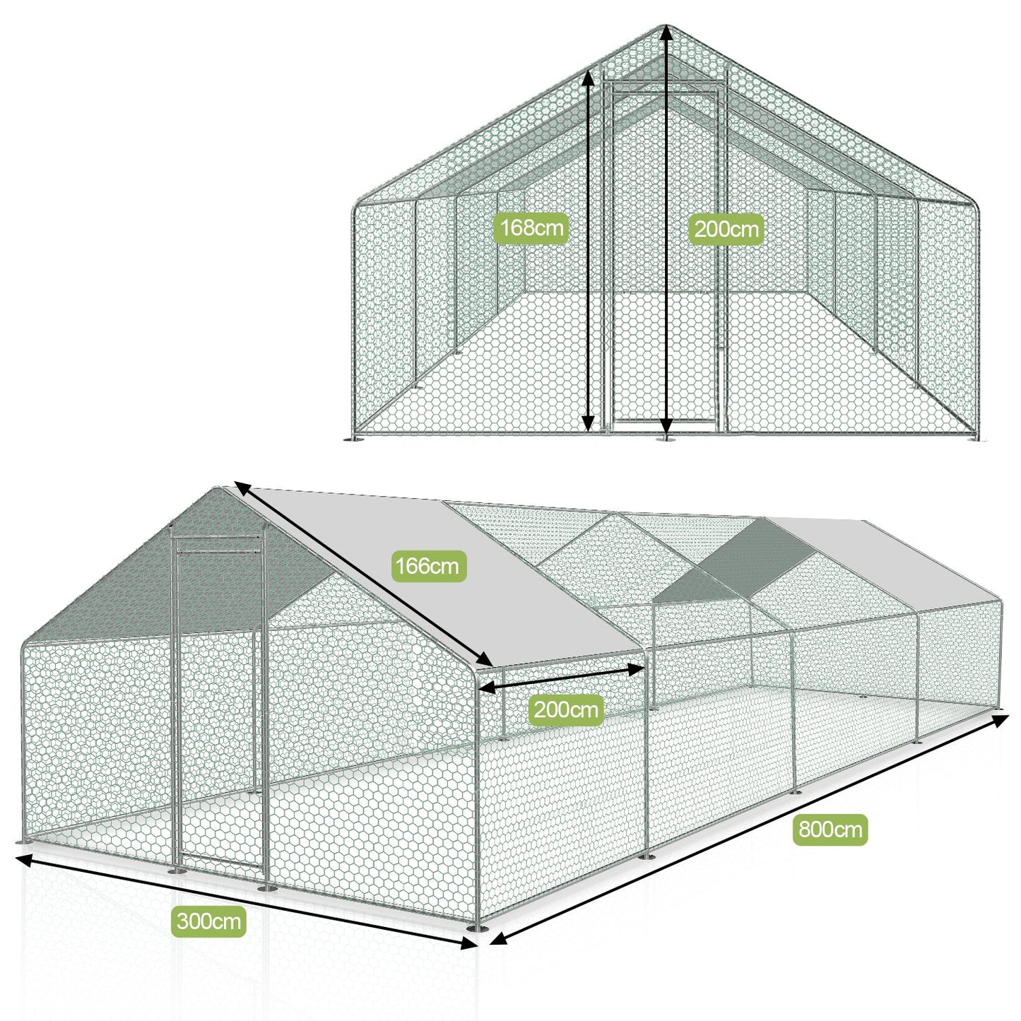 Chicken coop with PE color cloth 3x8x2m