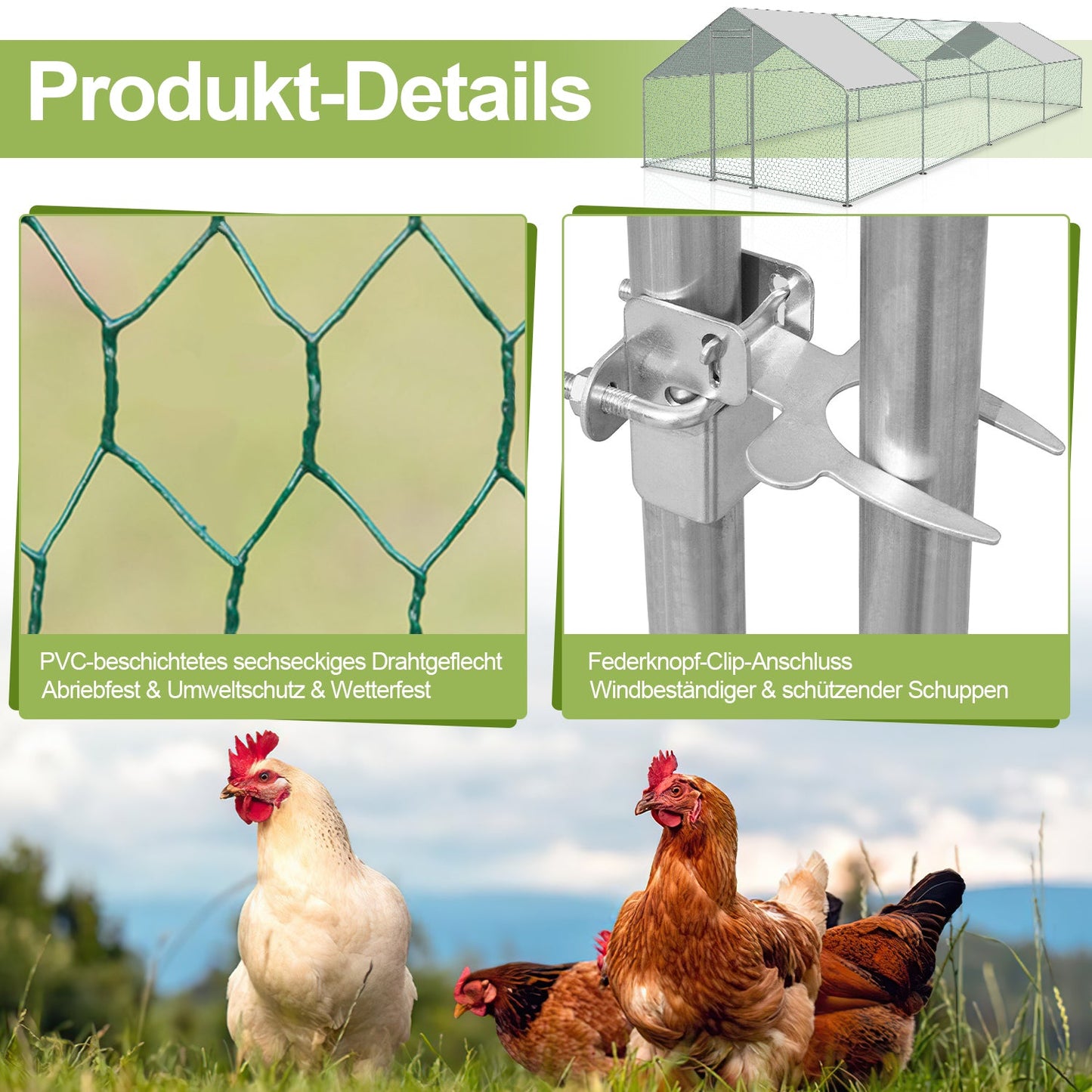 Chicken coop with PE color cloth 3x8x2m