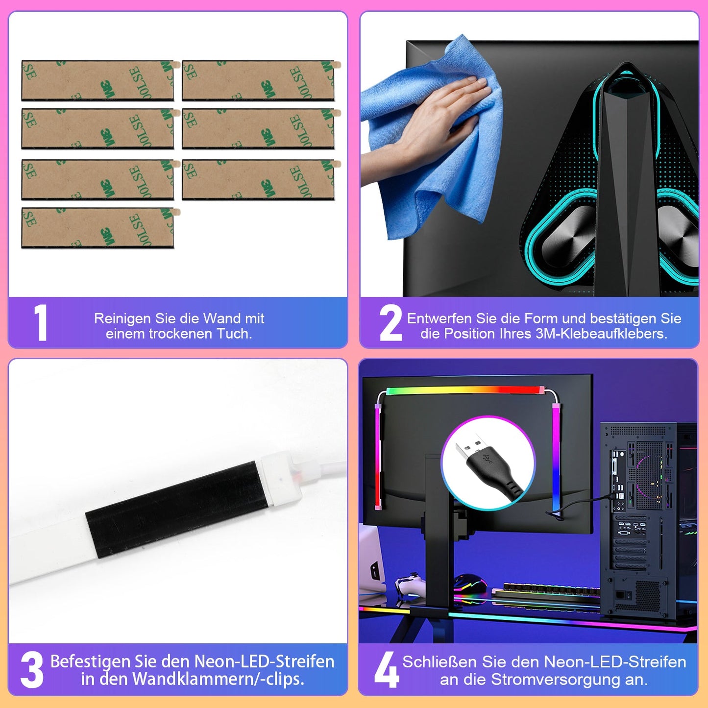 Neon LED Strip RGBIC LED strip for PC monitor