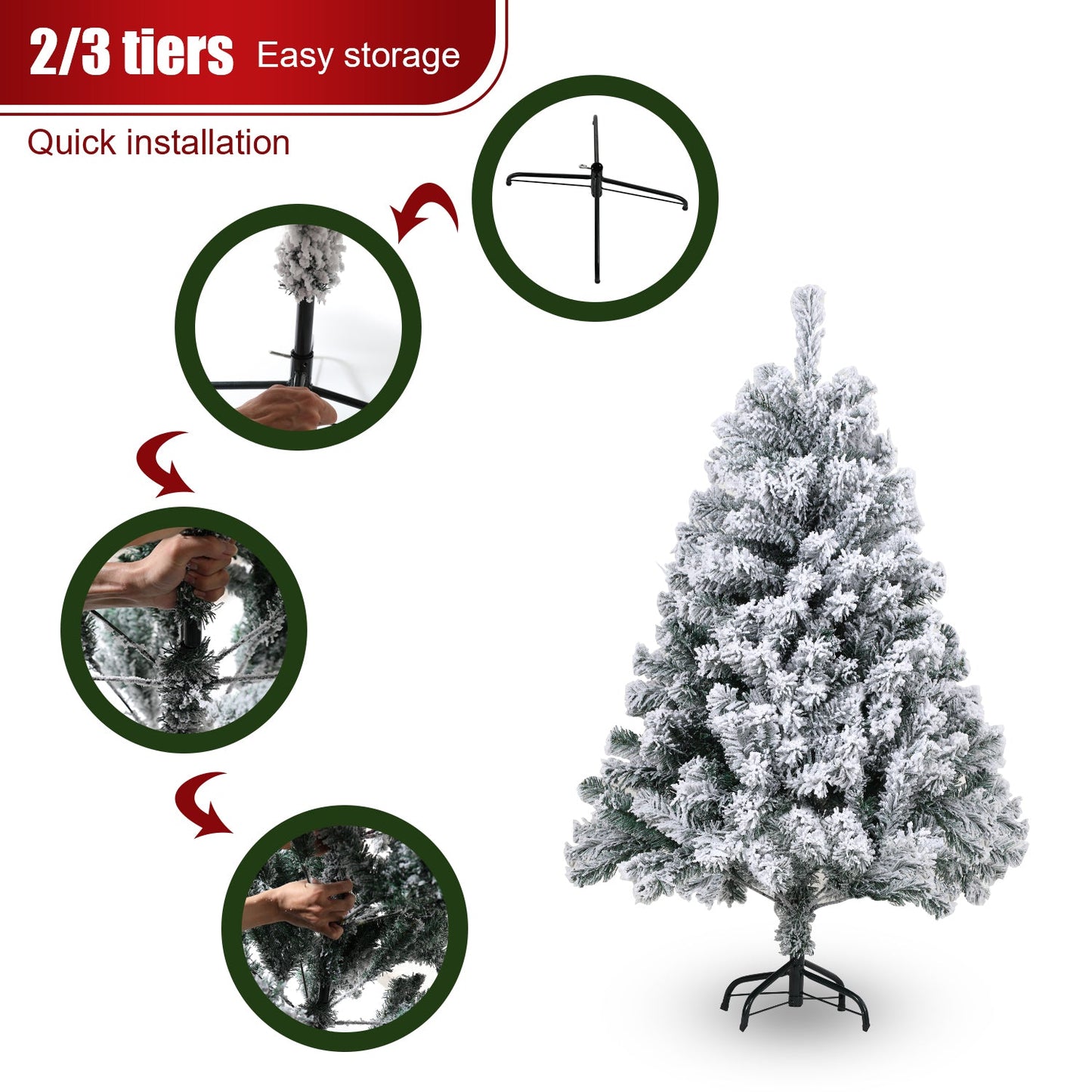 Artificial Christmas tree with snow